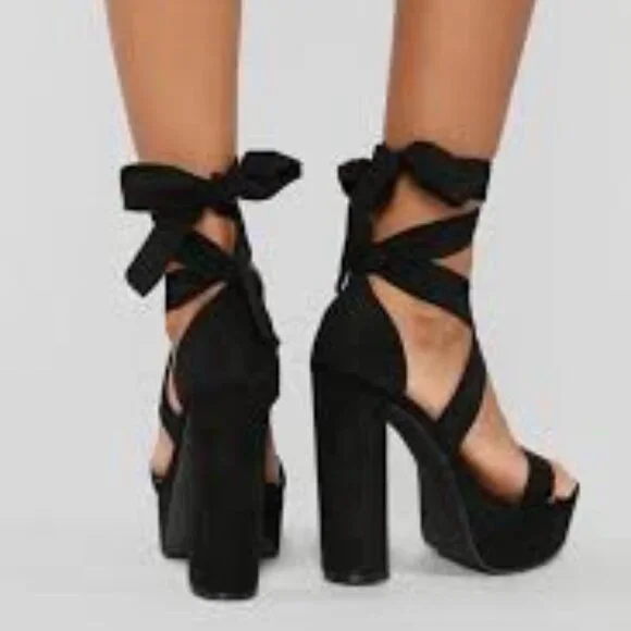 Fashion Nova Strappy Tie Platform Heels - Picture 3 of 12